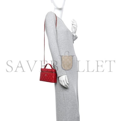 CHANEL CAVIAR QUILTED TOP HANDLE SLIM VANITY WITH CHAIN RED (19*11*5cm) CHANEL CAVIAR QUILTED TOP HANDLE SLIM VANITY WITH CHAIN RED (19*11*5cm)